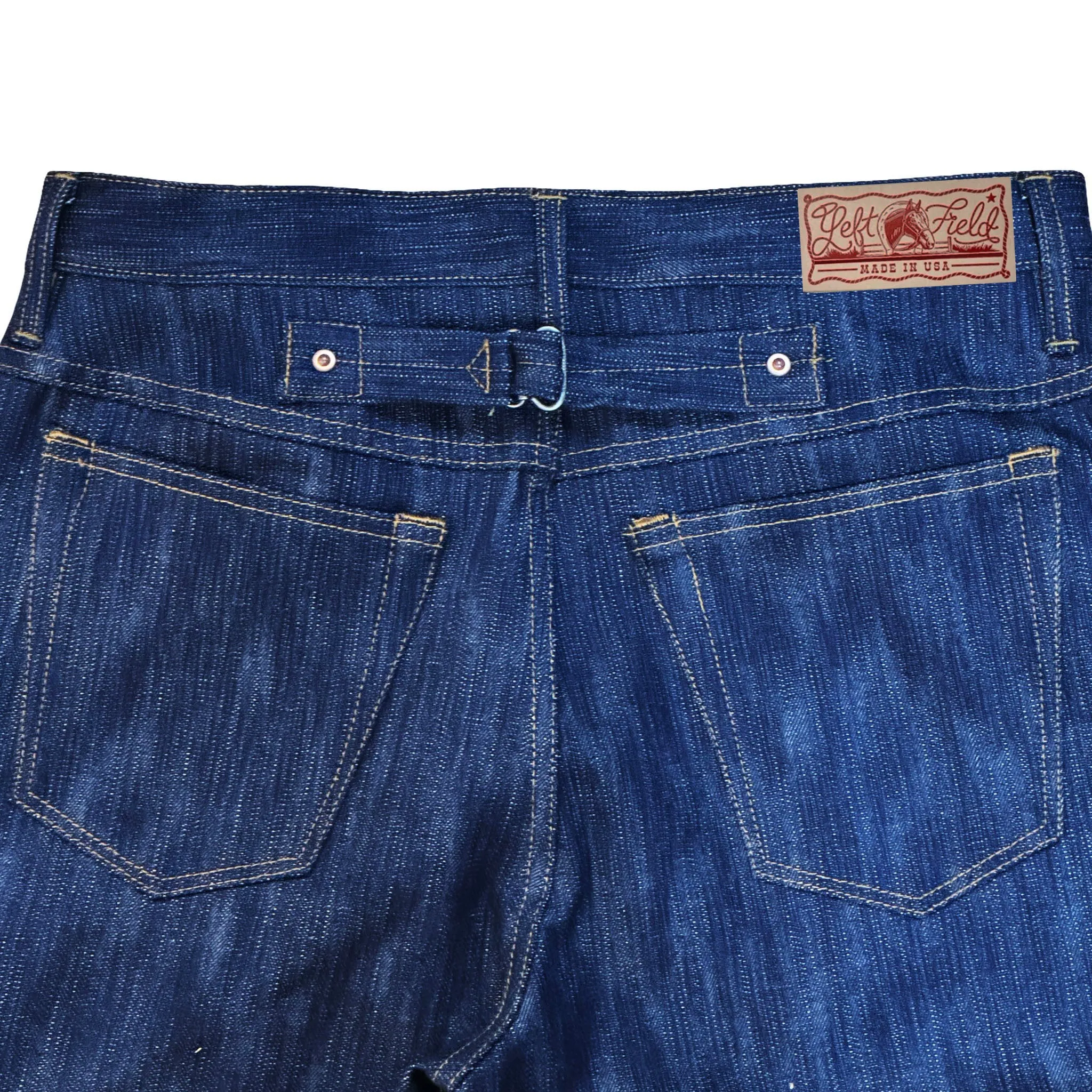 Compact Weave Technology Pre Order: Buckle Back Tokushima Shoai Hank Dyed denim (Natural plant dyed Indigo) 25 Pieces only