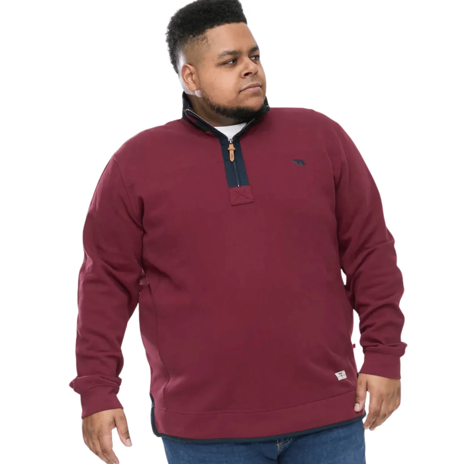 D555 Mens Hiraldo Big & Tall Half Zip Pullover Fleece gemstone accents product embroidery artistry