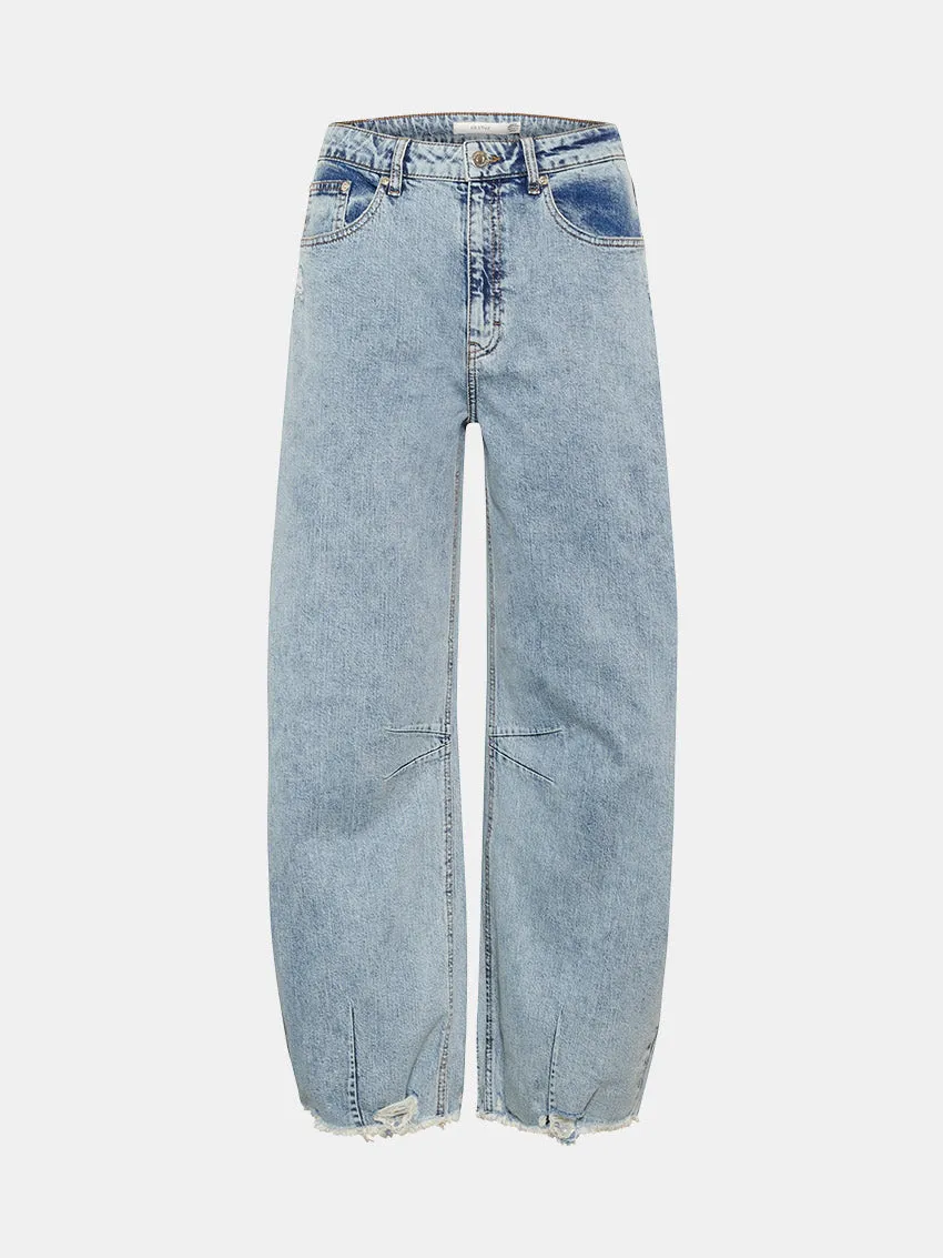 Stylish Look GZDea Barrel Jeans Light Blue