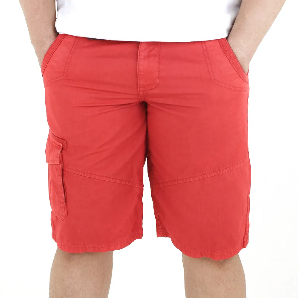 Effortless Style Men's Belted Cargo Short,Red