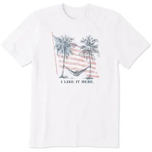 Men's I Like It Here Flag Hammock Short Sleeve Tee Minimalist Comfort Breezy Comfort