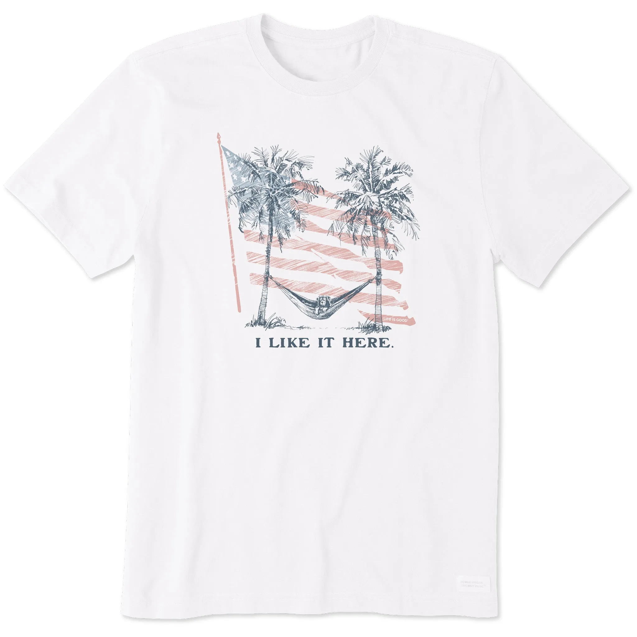Men's I Like It Here Flag Hammock Short Sleeve Tee Ruffled edges