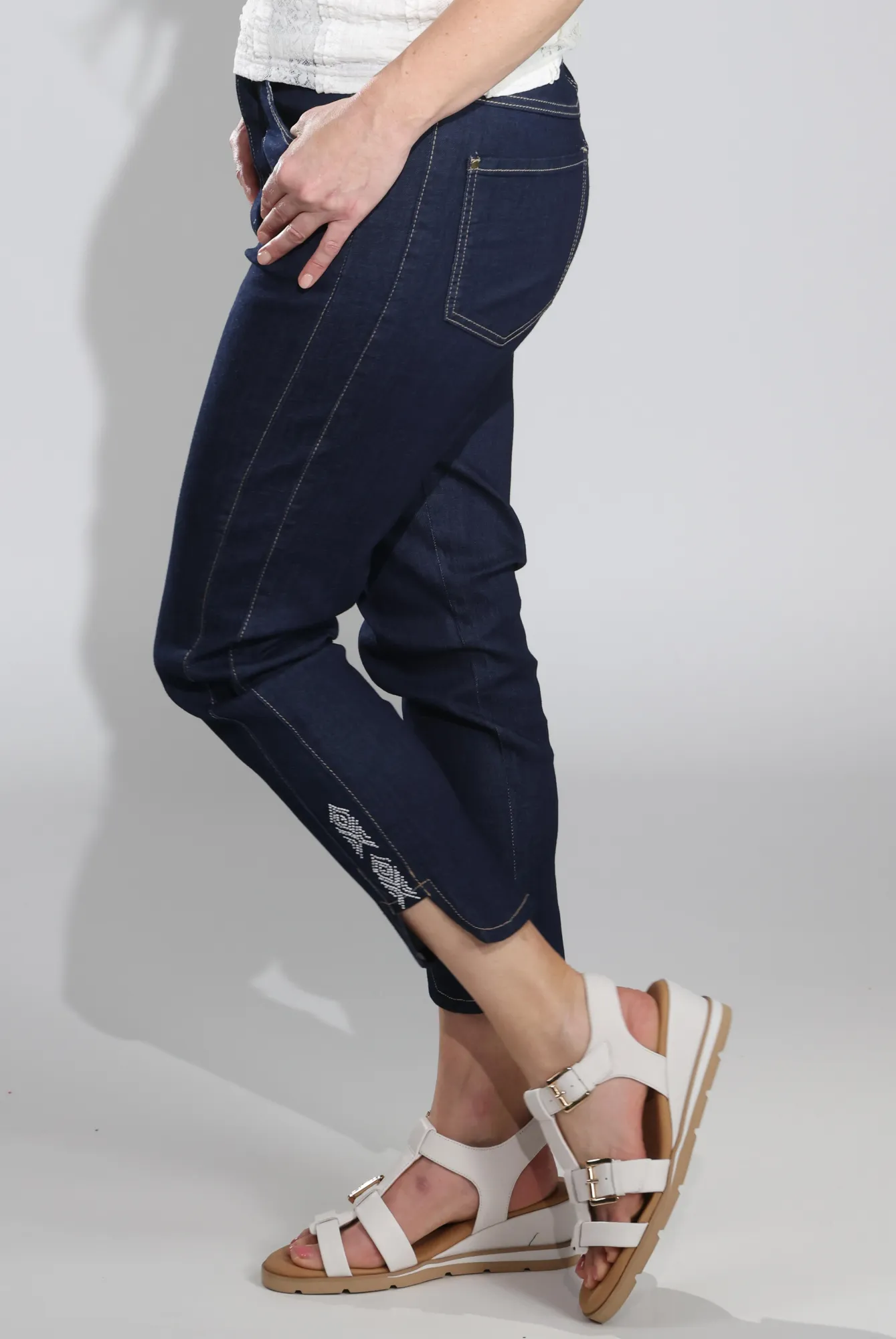 Capri Jeans | MID INDIGO | 6983C1 Morning Stroll Music Event Office Wear Universal Fit Design