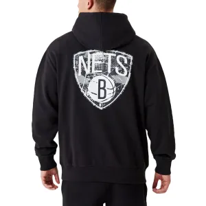 product camouflage stealth New Era Mens Brooklyn Nets Infill Team Logo Pullover Oversized Hoodie - Black