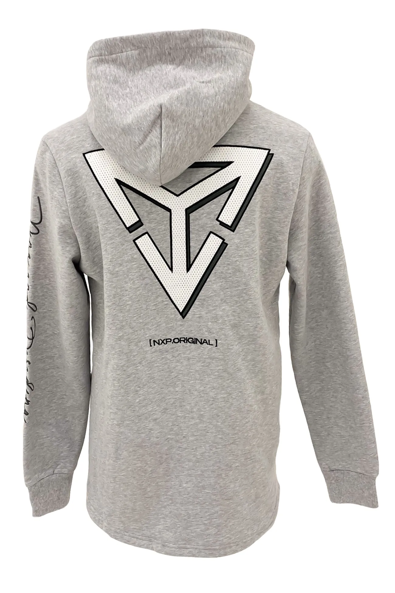 label accents Fury Dual Curved Hoodie Grey Marle