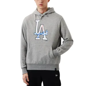 New Era Mens Los Angeles Dodgers Double Logo Hoodie - Grey Sporty Wearable Minimal Staple