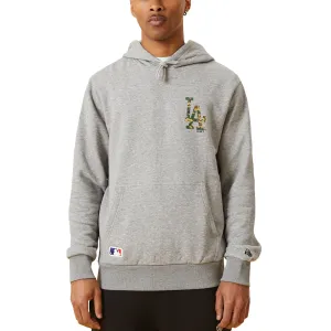 Fleece New Era Mens Los Angeles Dodgers Logo Infill Hoodie - Grey