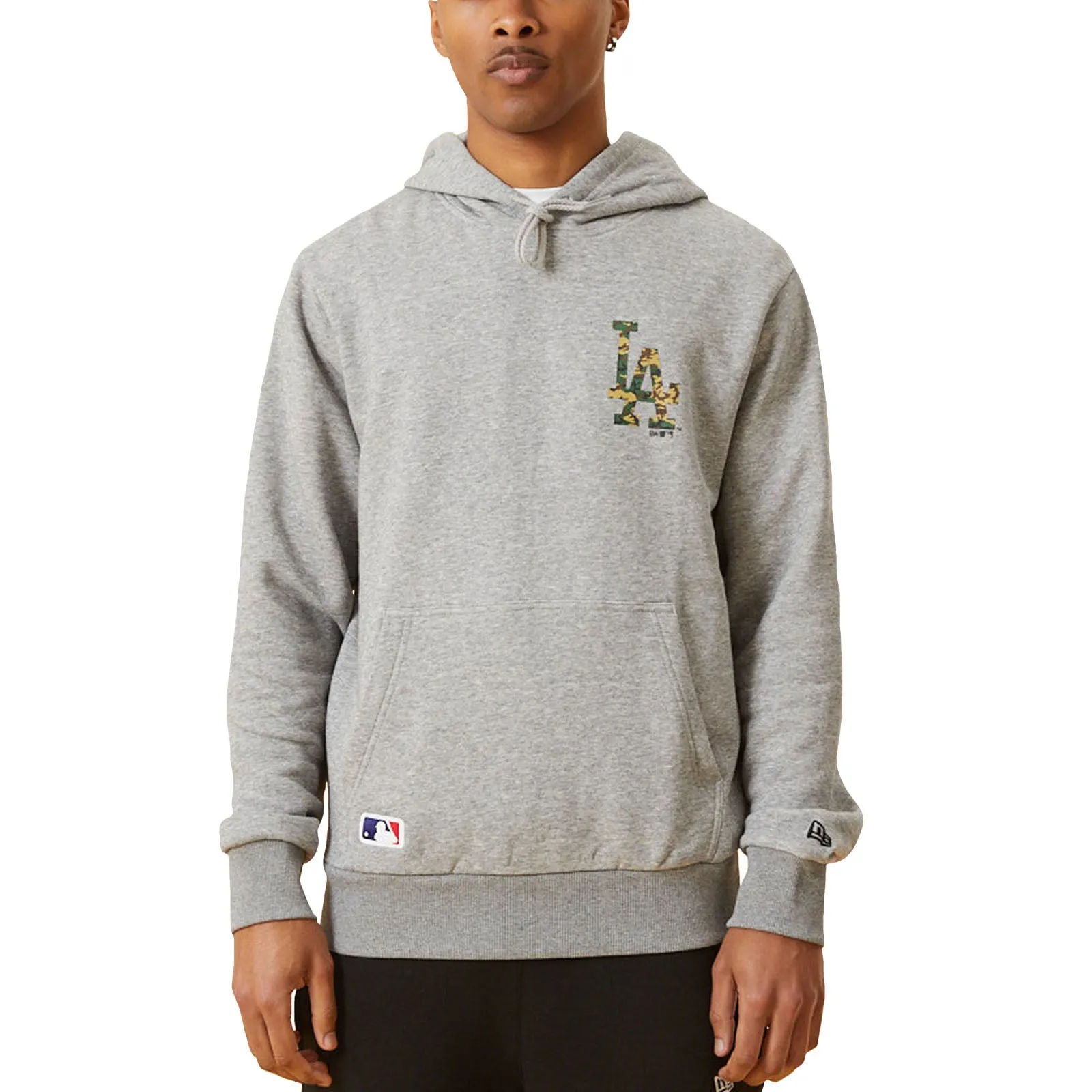 New Era Mens Los Angeles Dodgers Logo Infill Hoodie - Grey Odor Free Coffee Run