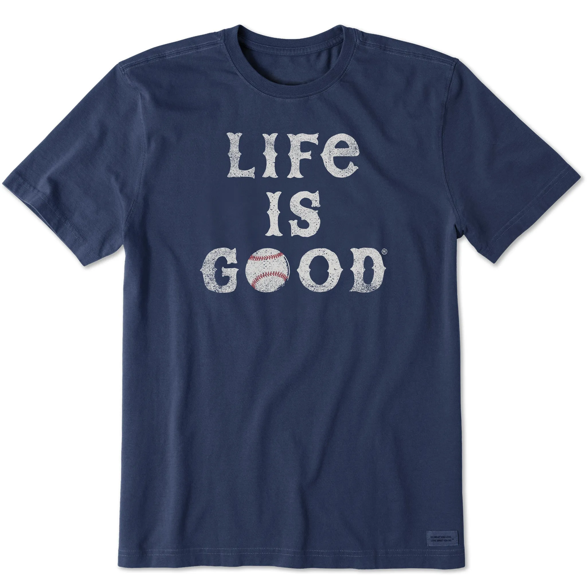 Anti microbial coating Men's Life is Good Baseball Short Sleeve Crusher Tee