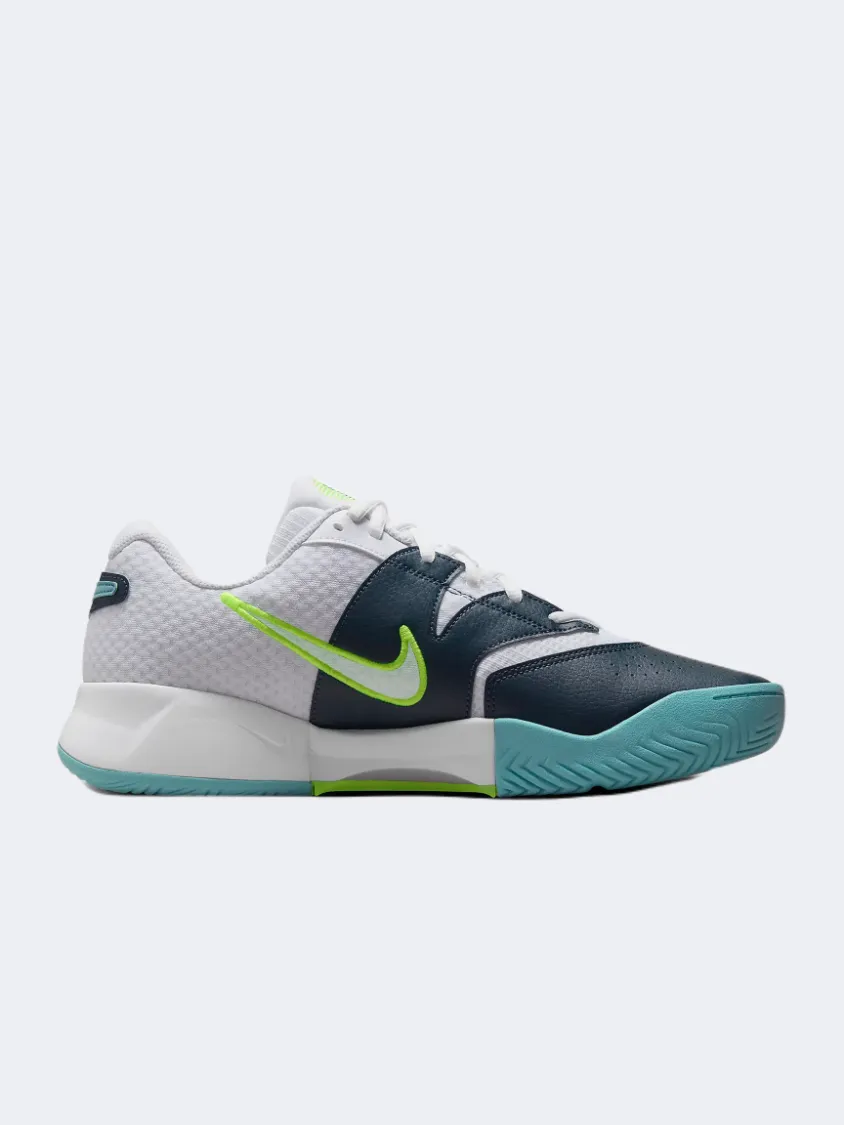 Nike Court Lite 4 Men Tennis Shoes White/Navy/Volt Match Fit