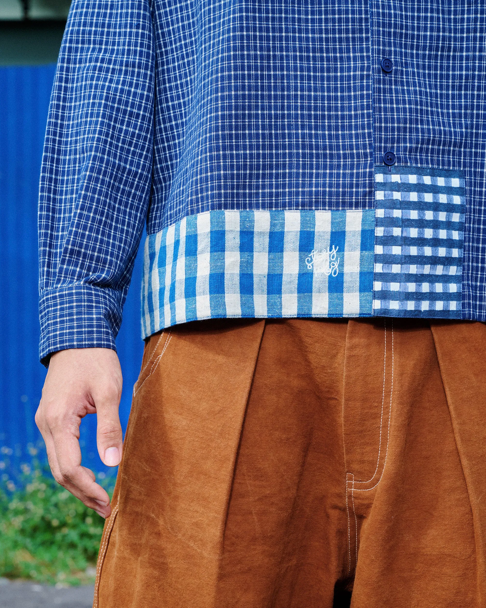 Modern Simplicity Easy-to-Style Top PA Shirt LS - Indigo Picnic Handloom