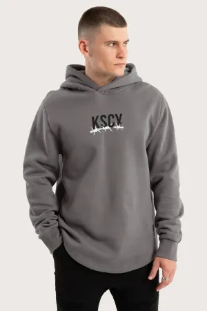 right for travel Contrast Trim Diluted Dual Curved Hoodie Charcoal