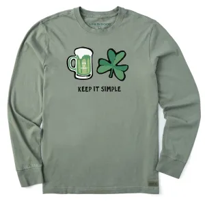 Men's Keep it Simple Beer & Clover Long Sleeve Crusher Tee Easter weekday wear