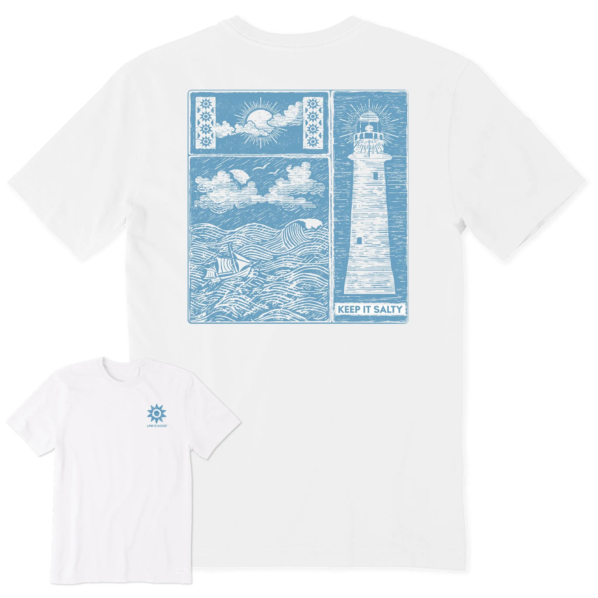 All-Purpose Wear Men's Keep It Salty Woodblock Short Sleeve Crusher-LITE Tee