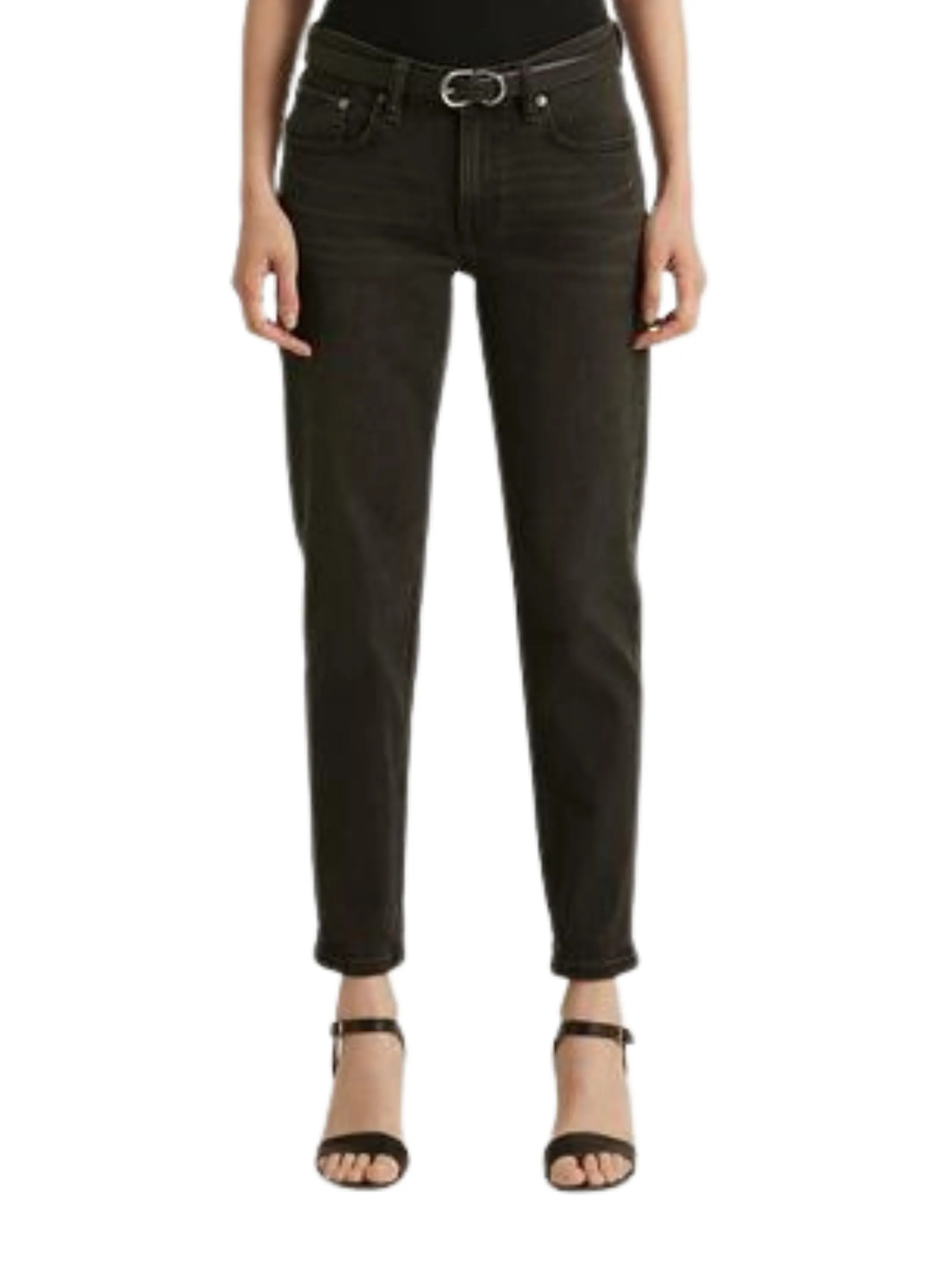 fresh feel Women's Plain Jeans Pockets,Black