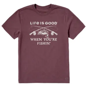 Crew neck classic Classic Fit Men's Life is Good When You're Fishin' Short Sleeve Crusher Tee