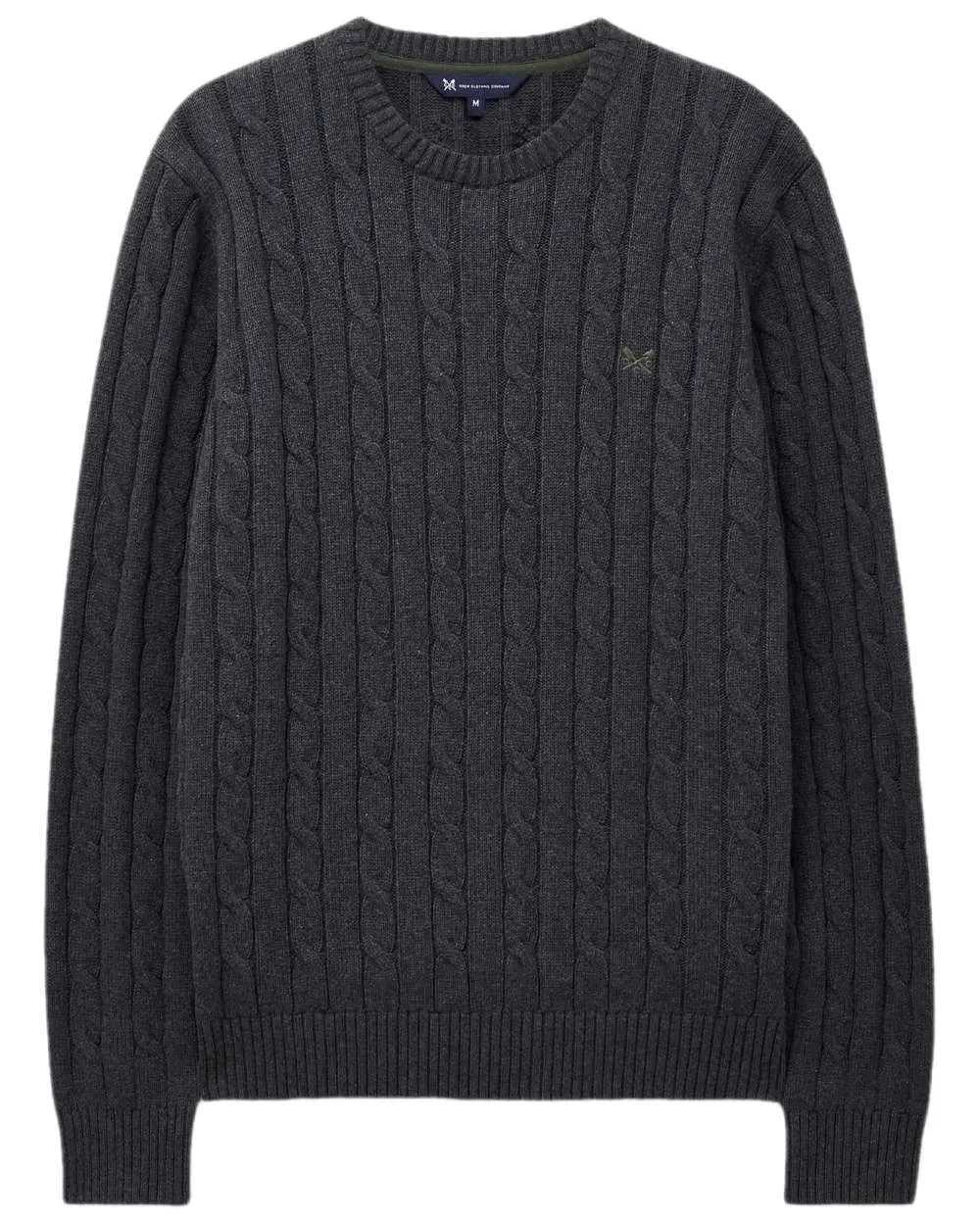 Outdoor Footwear Crew Clothing Mens Oarsman Cable Knit Organic Cotton Crew Neck Jumper