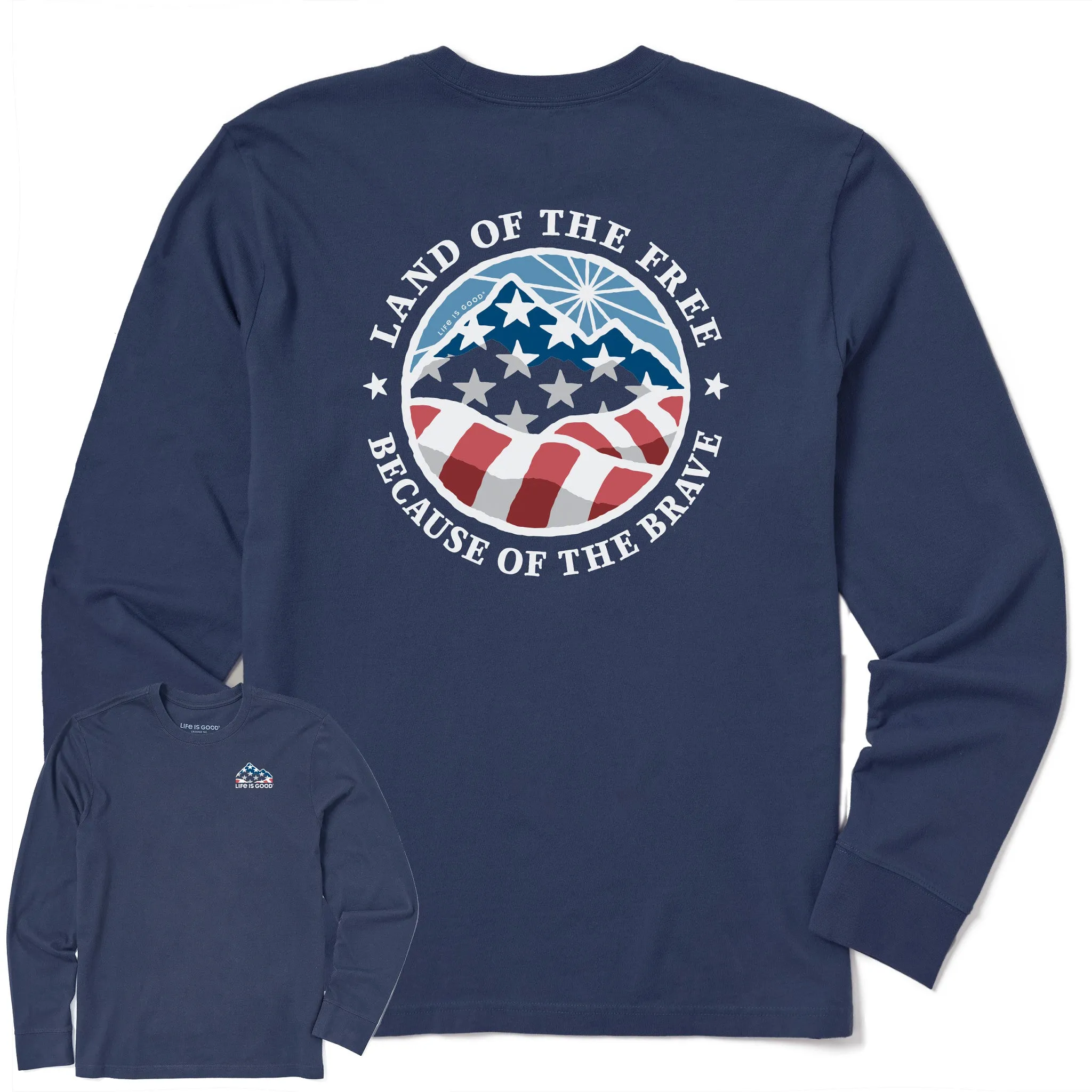 Fresh Outfit Style Essential Fashion Men's Land of the Free Americana Coin Long Sleeve Crusher Tee