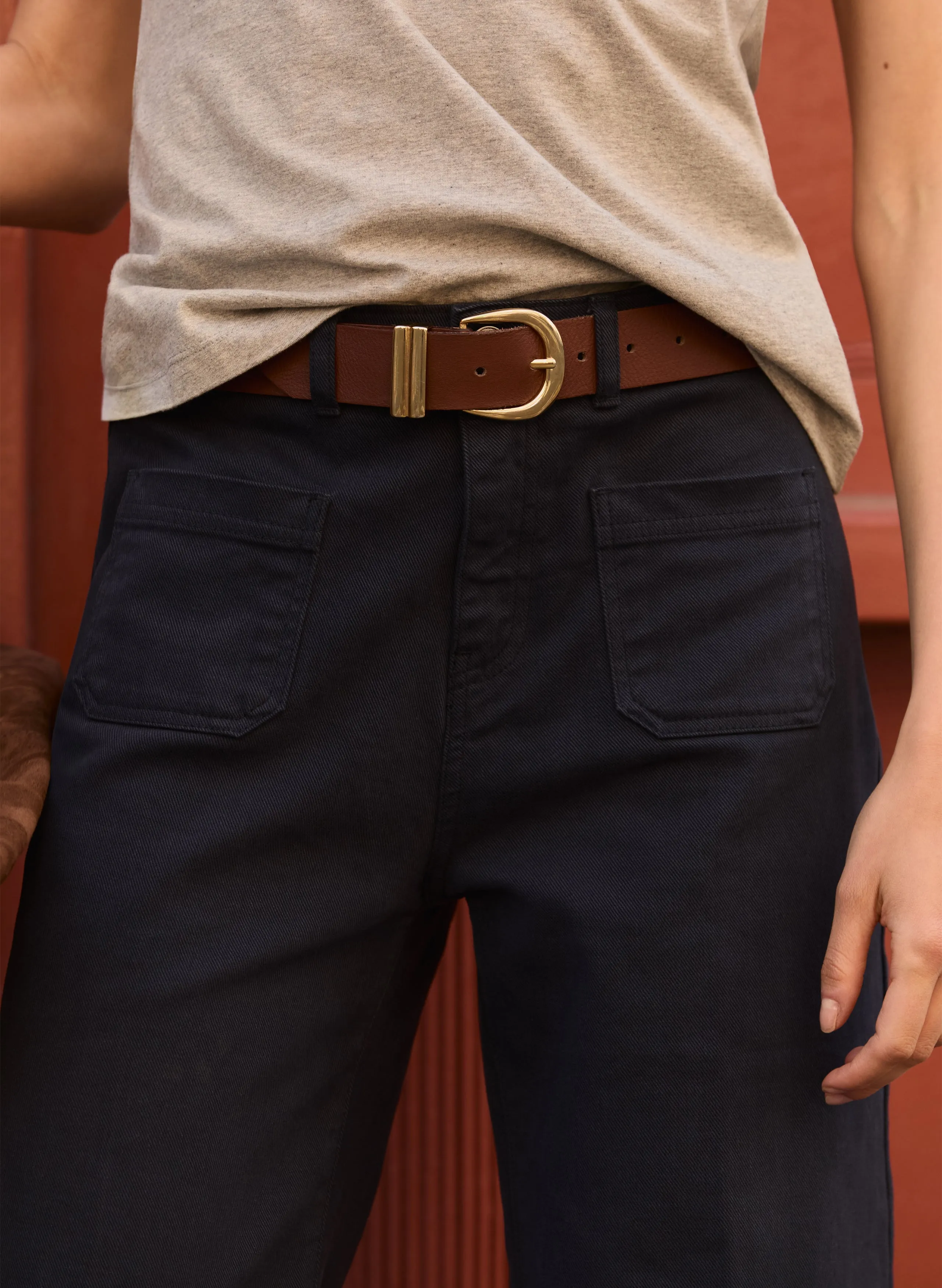 Jena Organic Cotton Stretch Wide Crop Jeans Heavy Duty Zipper Mechanism Reliable Fit