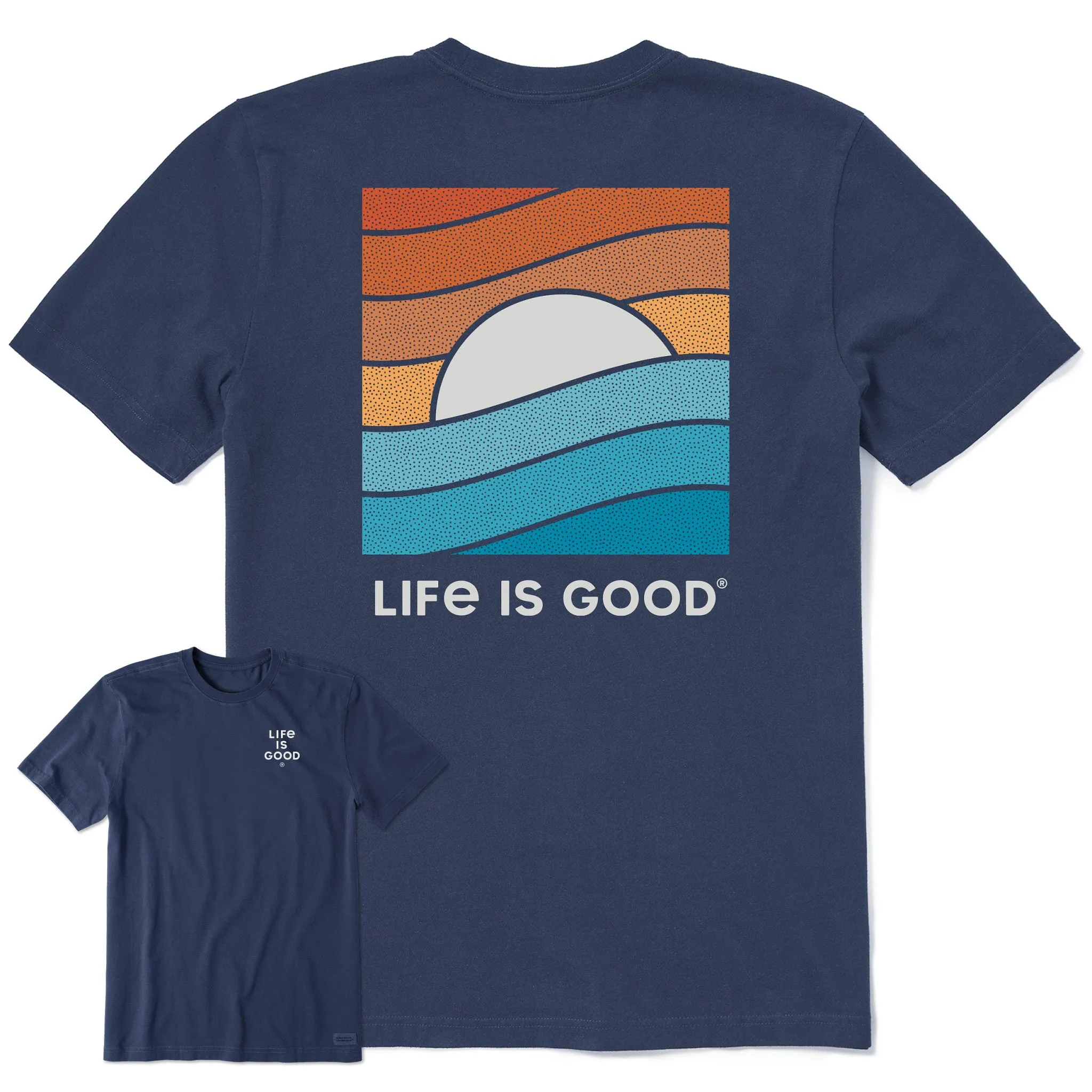 Men's Life is Good Rainbow Sunset Short Sleeve Tee Slim Fit Wear