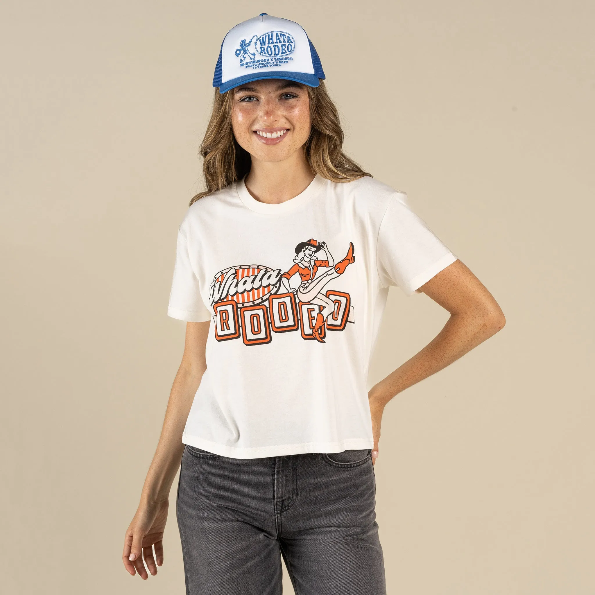 Sendero x Whataburger WhataRodeo Crop Tee Comfy Vibes Simple and Cozy