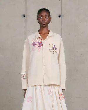 UV Protective Fabric Greetings Shirt LS - Ecru Earth Trip