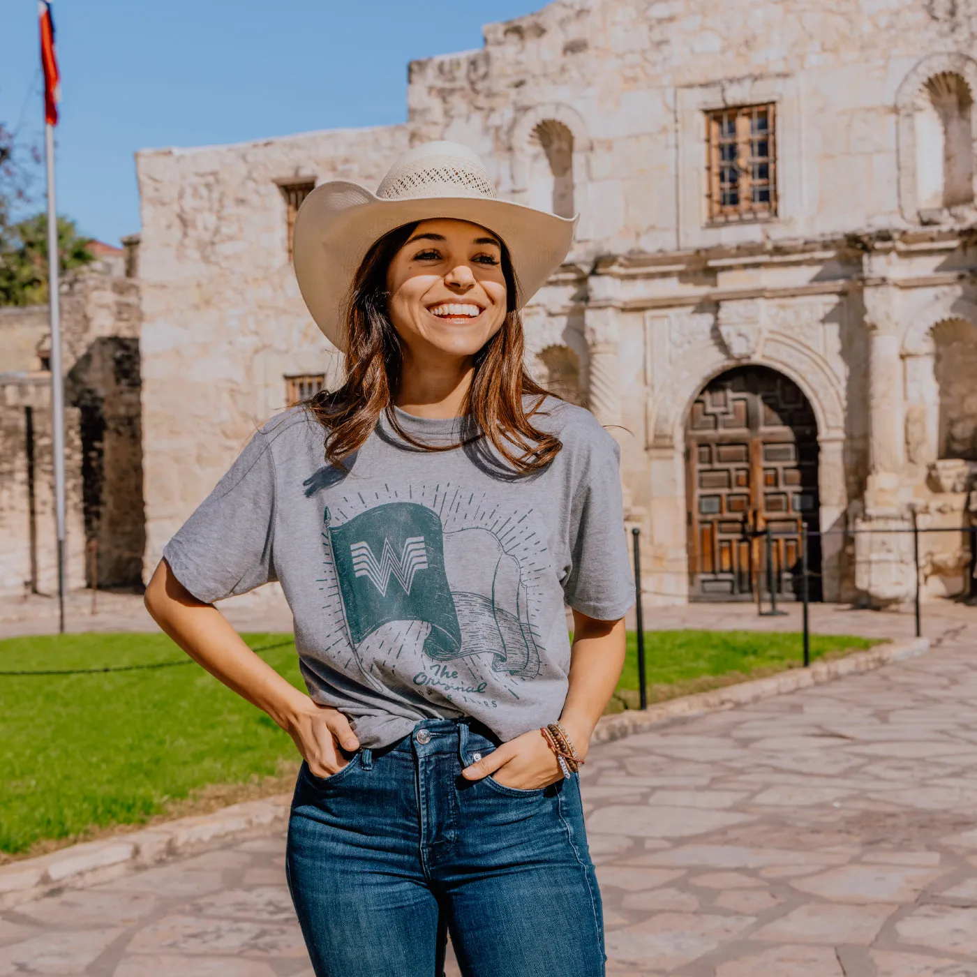Grey Flag Tee Oversized Cut Flexible Neckband