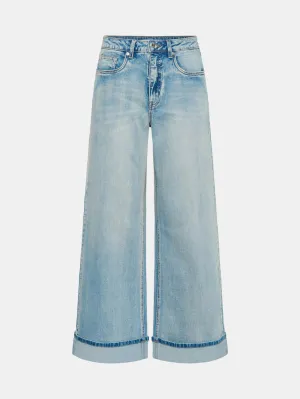 Distressed Details Casual Chic GZSara HW Wide Jeans Washed Blue