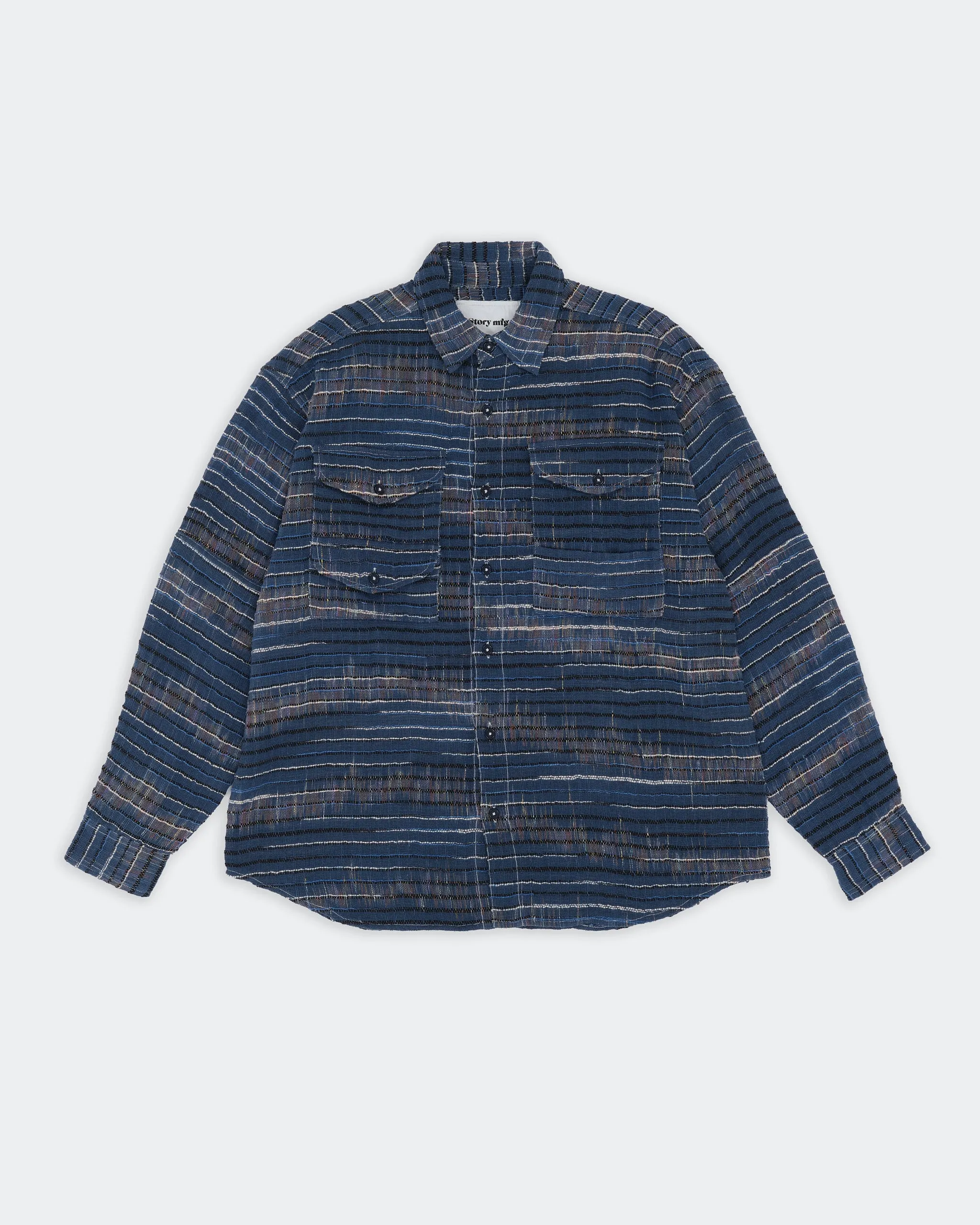 Simple and Comfortable Sporty Layer Look Harvest Shirt - Indigo Handloom