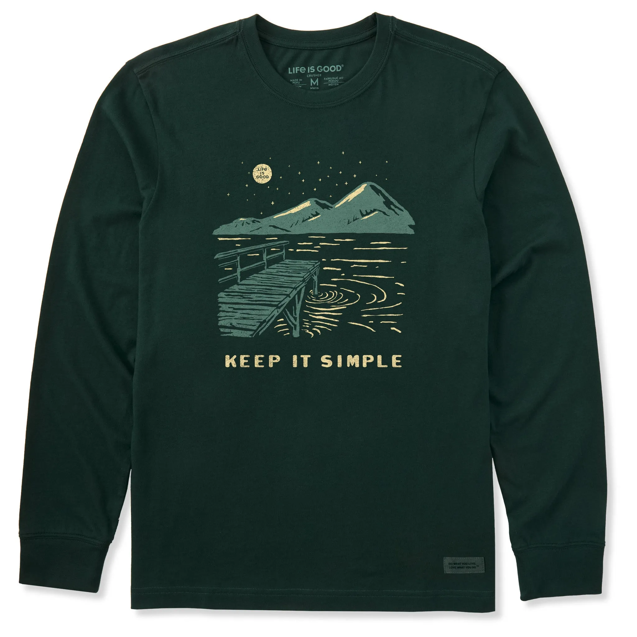 Stretch Material Men's Keep it Simple Dock Long Sleeve Crusher Tee