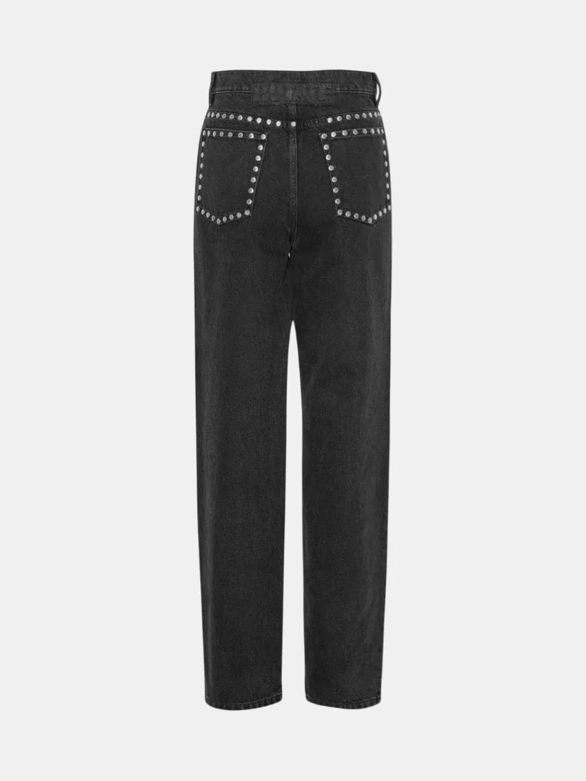 Basic Outfit High Rise Jeans Dark Grey Denim