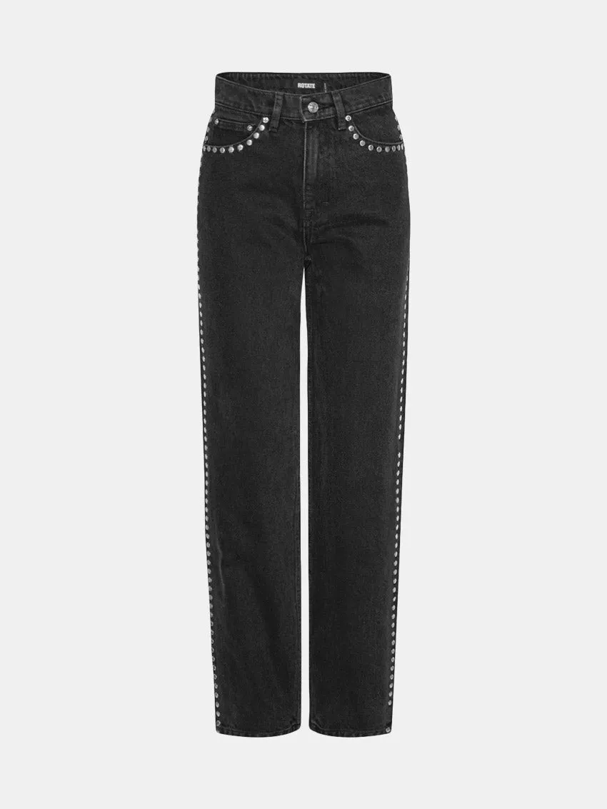 High Rise Jeans Dark Grey Denim Stay Comfortable