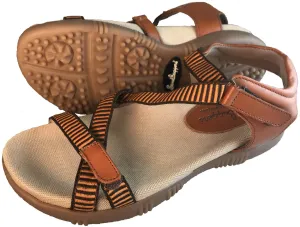 Sandbaggers: Women's Golf Sandals - Galia Sandal Whiskey Brown & Orange Fast Performance Sporty Base