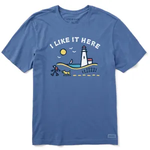 Light and Breathable Men's I Like it Here Lighthouse Walk Short Sleeve Tee