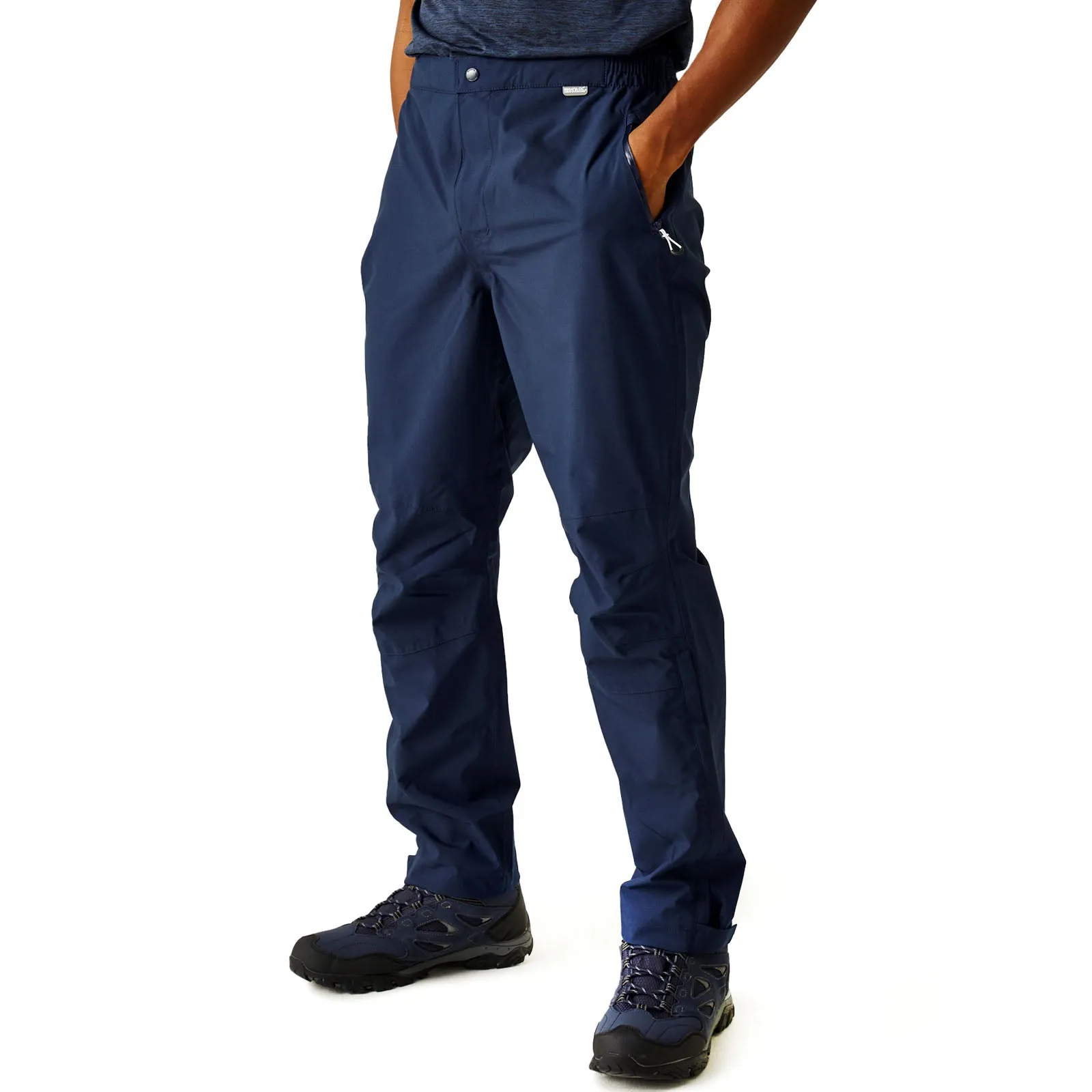 Regatta Mens Highton Waterproof Walking Overtrousers - Navy AntiSnagZippers Work Ready
