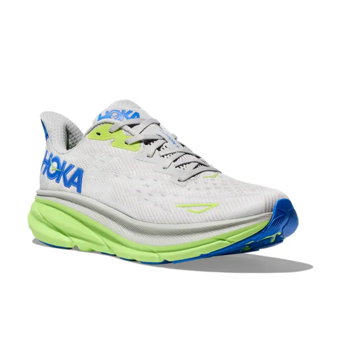 HOKA Men's Clifton 9 Sneaker - Stardust/Electric Cobalt Stable base Hygiene Coating