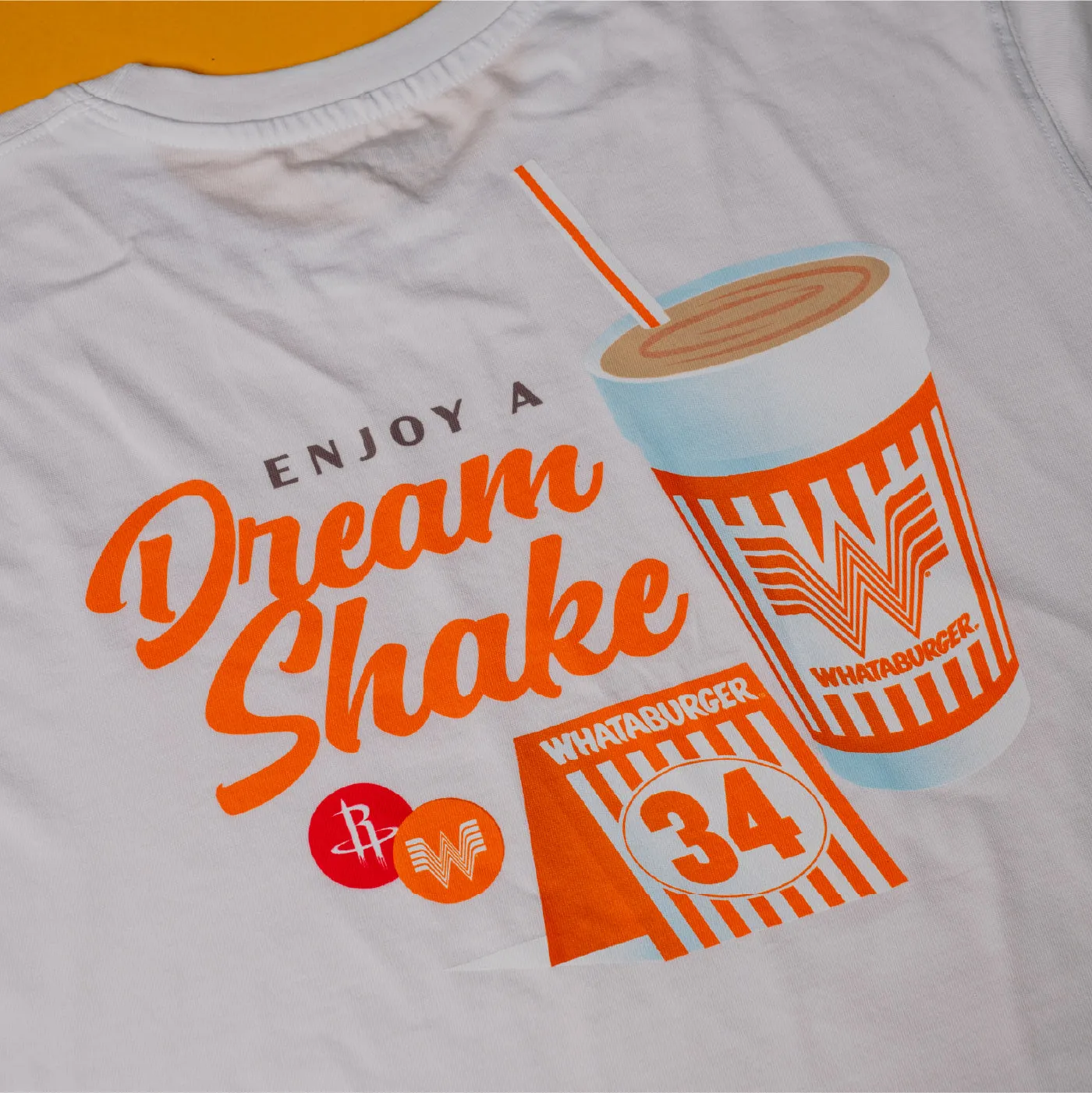 SlimFitDesign Vegan Houston Rockets x Whataburger Dream Shake White Tee
