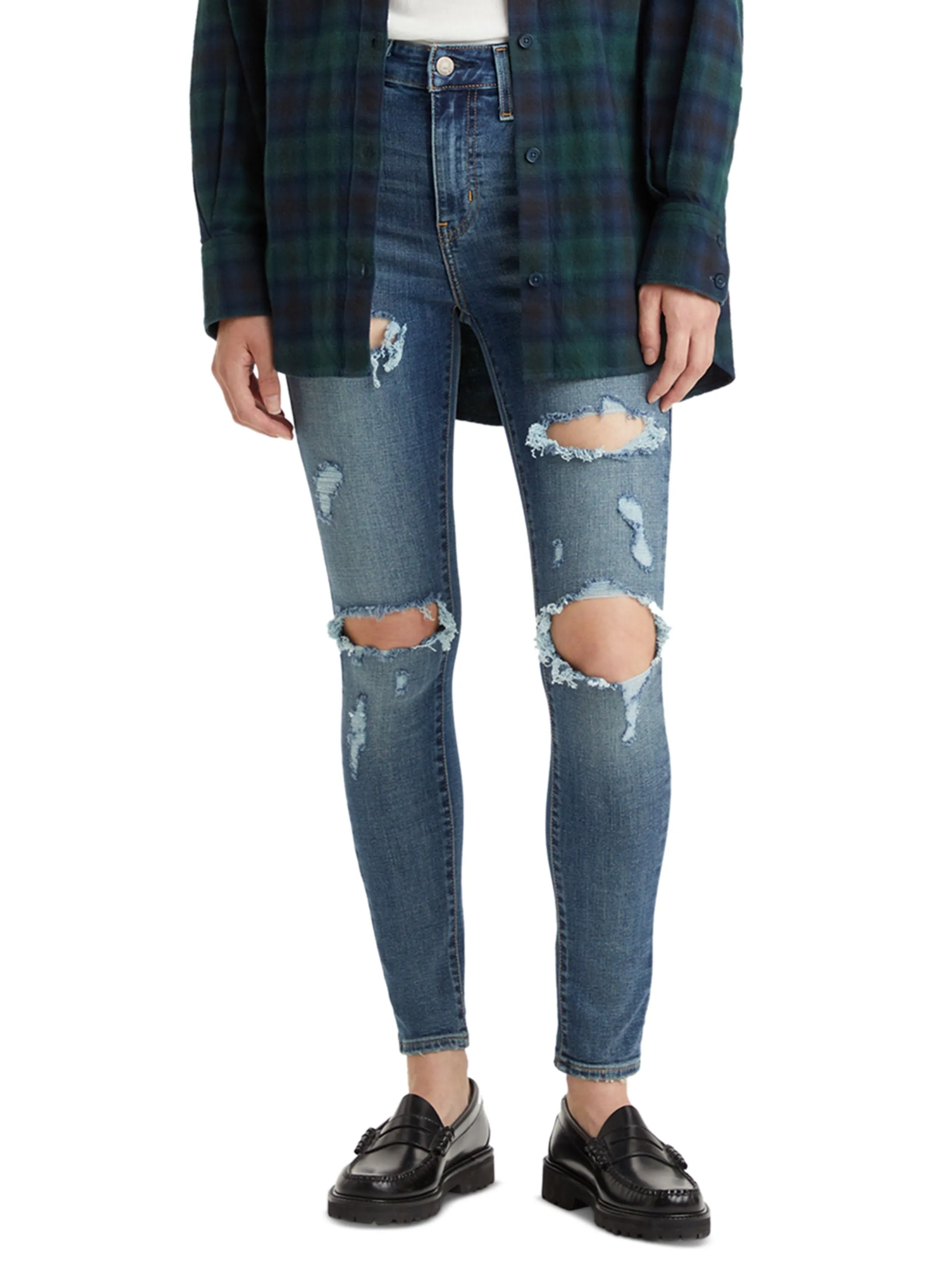 Women's Ripped Washed Jeans,Blue Streetwear Fan Evening Stroll Elegant Non Irritating Inner Lining