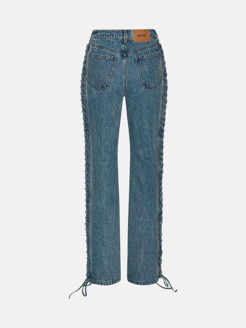 Soft Sustainable Laced Straight Leg Jeans Vintage Blue