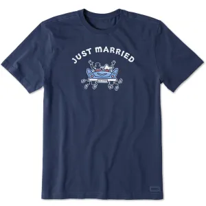 Boat neck style Timeless Style Men's Just Married Antique Car Short Sleeve Crusher Tee