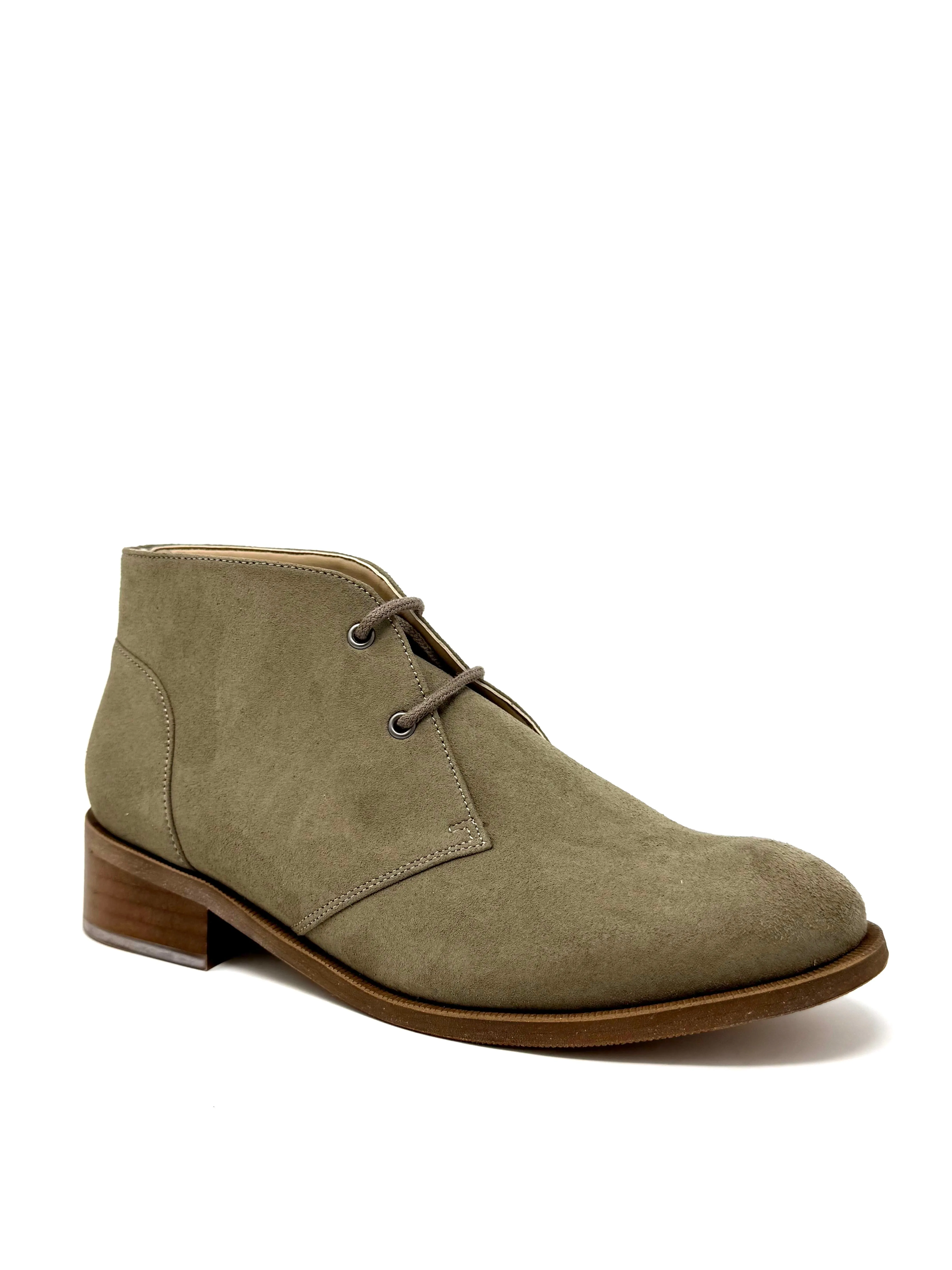 Protective Upper Clean Silhouette Katie Bootie in Taupe Suede from Novacas