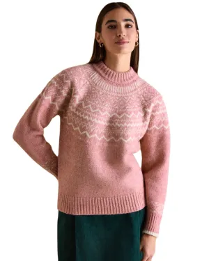 Joules Charlotte Crew Neck Fair Isle Jumper Soft Ribbed Texture ShrinkageResistant Weave