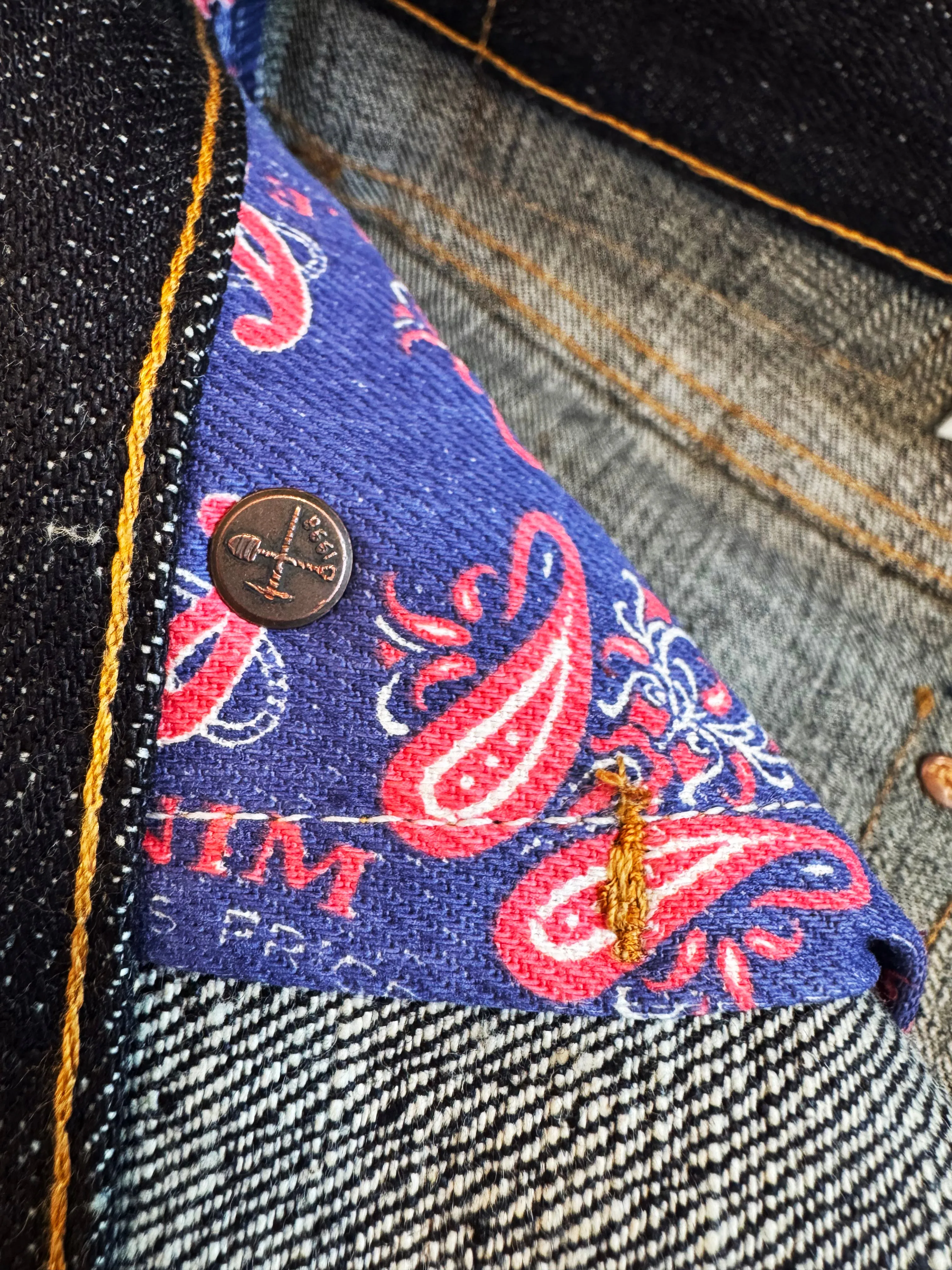 Japanese 16 oz Low tension textured Indigo denim Greaser Responsible Denim Production