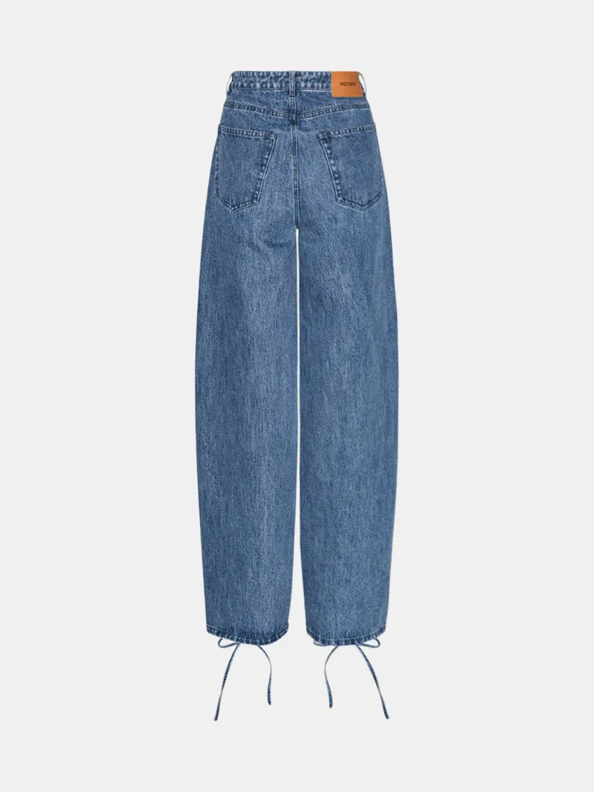 Quick Matchup Casual Friday Elegant Casual Denim Laced Leg Jeans Vintage Blue