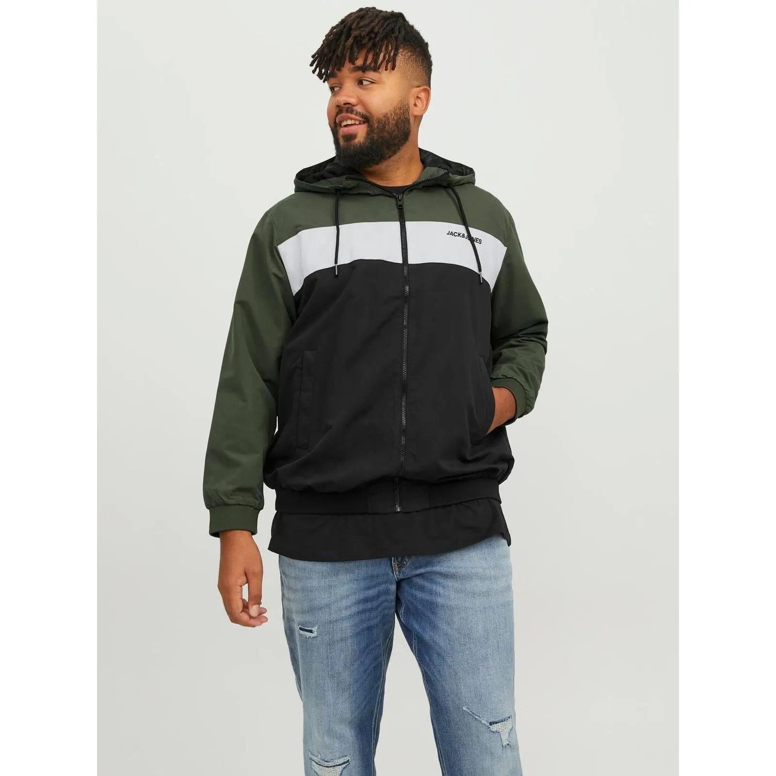 Jack & Jones Mens Rush Big & Tall Full Zip Hoodie ethnic print product anniversary charm