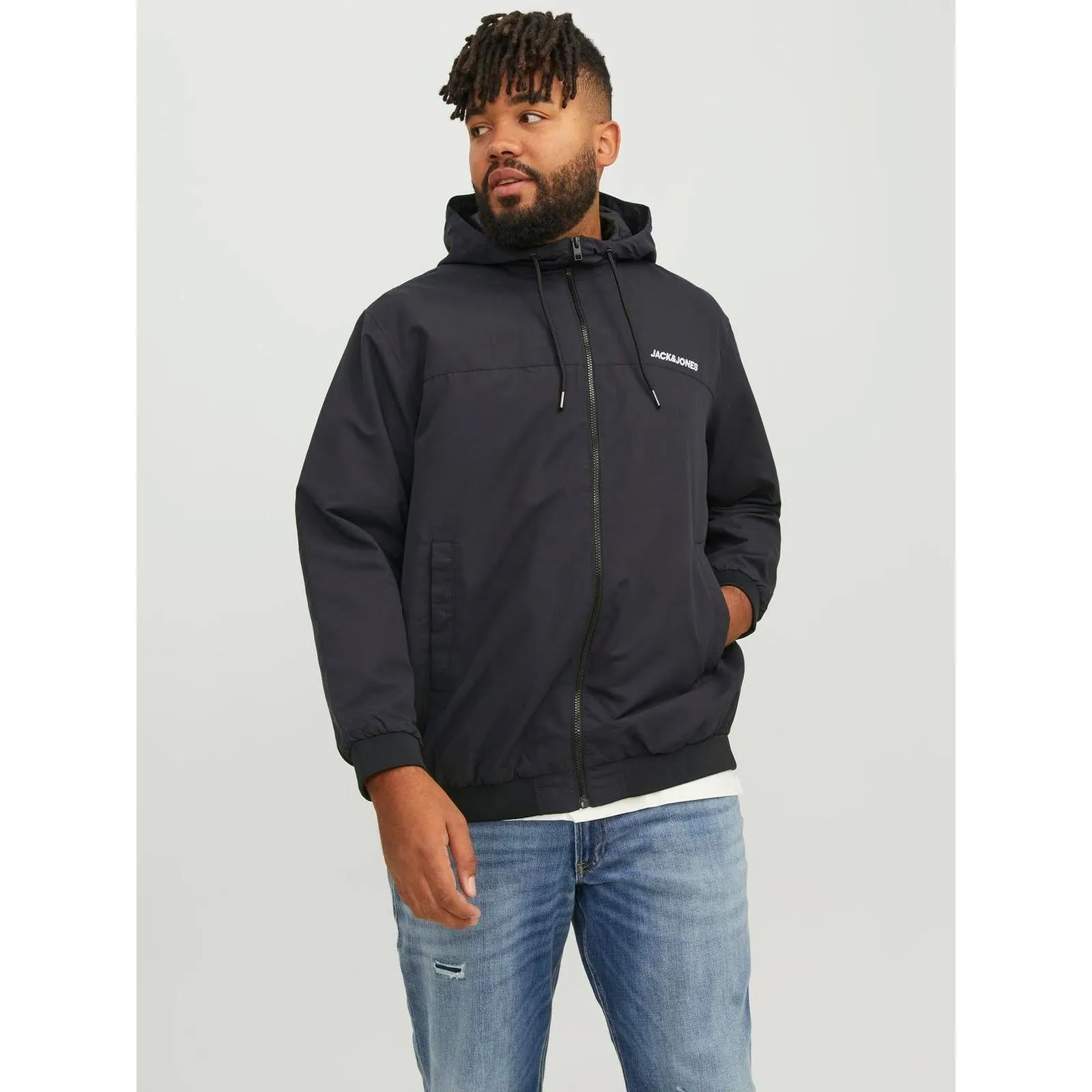 Breathable Layer Jack & Jones Mens Rush Big & Tall Full Zip Hoodie