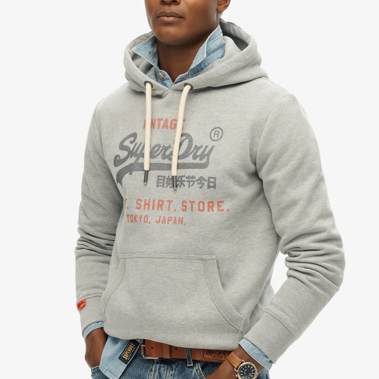 Graphic Art Stylish Superdry Mens Vintage Logo Heritage Relaxed Hoodie