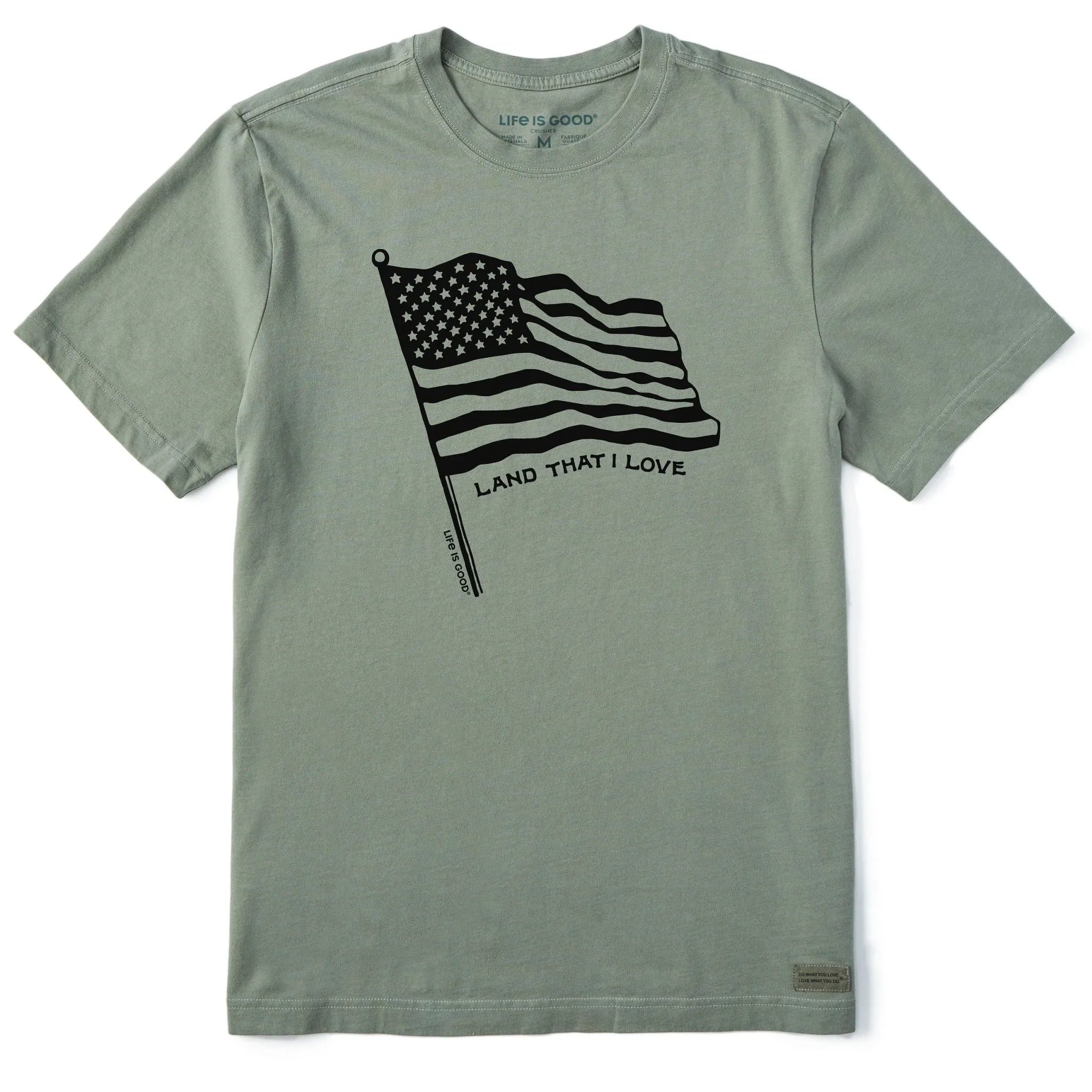 Soft Fit Wear Microfiber texture Men's Land that I Love Flag Short Sleeve Tee