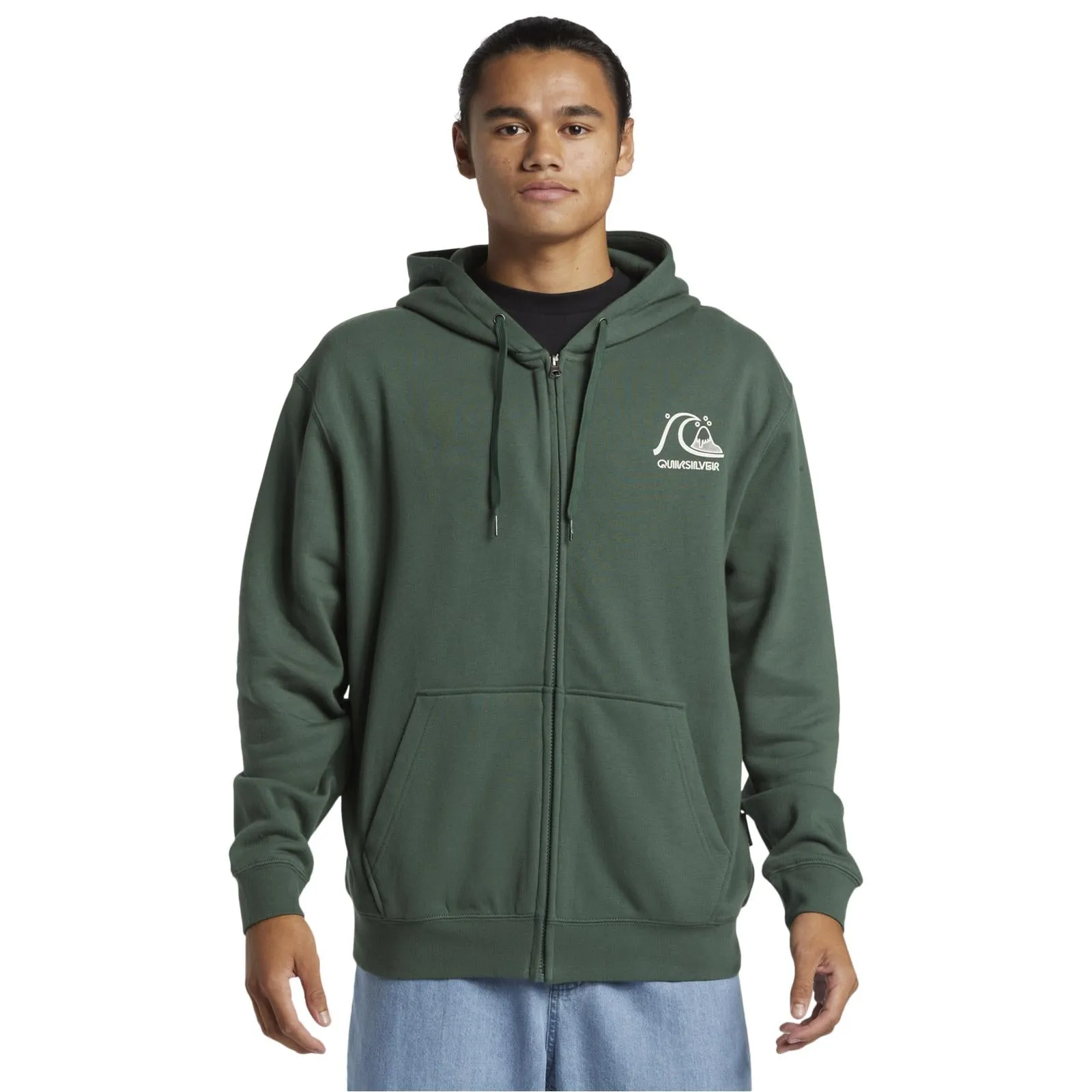 Quiksilver Mens Graphic Zip Up Hoodie Two-Tone Design comfortable top
