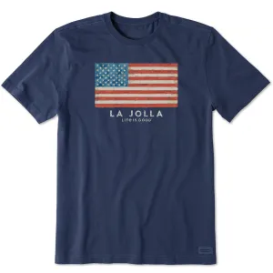 Matte Look Non Irritating Tags Men's La Jolla Painted Flag Short Sleeve Crusher Tee